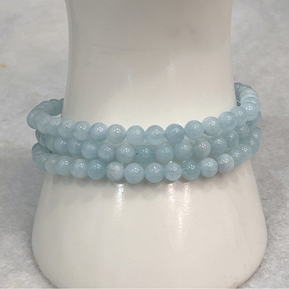 Espirito Santo Aquamarine Triple Row Sterling Silver Beaded Slide Lock B… - Picture 5 of 7